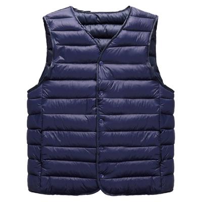 Men Winter Vest Coat V Neck Padded Thick Solid Color Sleeveless Single-breasted Cardigan Casual Plus Size Warm Windproof Men Waistcoat