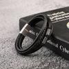 Mens Stainless Steel Braided Bracelet With Magnetic Clasp Multi-Layer Leather Wristband Geometric Design