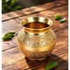 Rise Pure Brass Lota for Puja, Kalash for Pooja (400 ml, 1 Piece) Handcrafted Floral Design Brass Vessel