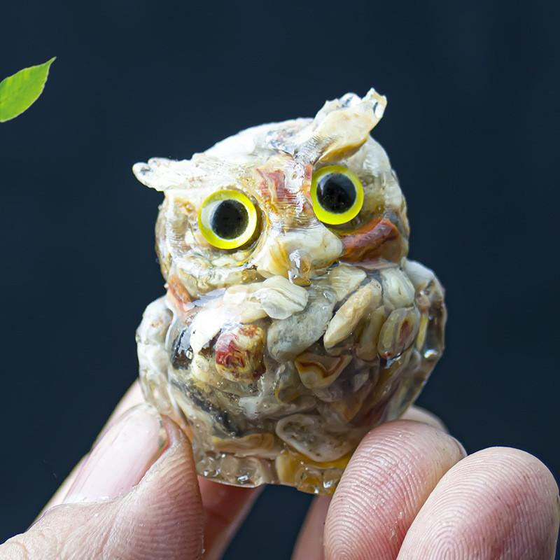 Uil Hars Kristal Beeldje Met Natuurlijke Watersteen Voor Huisdecoratie En Cadeau Geven