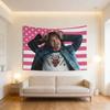 Eddie Munson Pink Flag Tapestry, Joseph Quinn Inspired Print, Assorted Grommets, Bright Aesthetic Wall Art Decoration