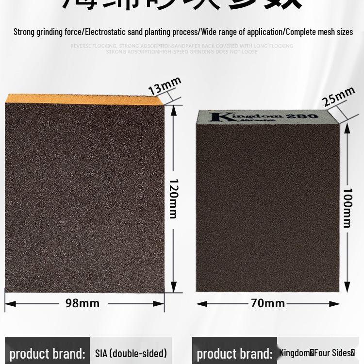 Sponge Sandpaper Block for Wall, Wood, Metal, Rust Removal, Polishing, Grout Cleaning, and Pot Scouring
