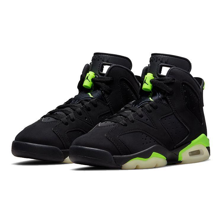Air Jordan 6 Retro GS Electric Green Kids Sneakers Black 384665-003