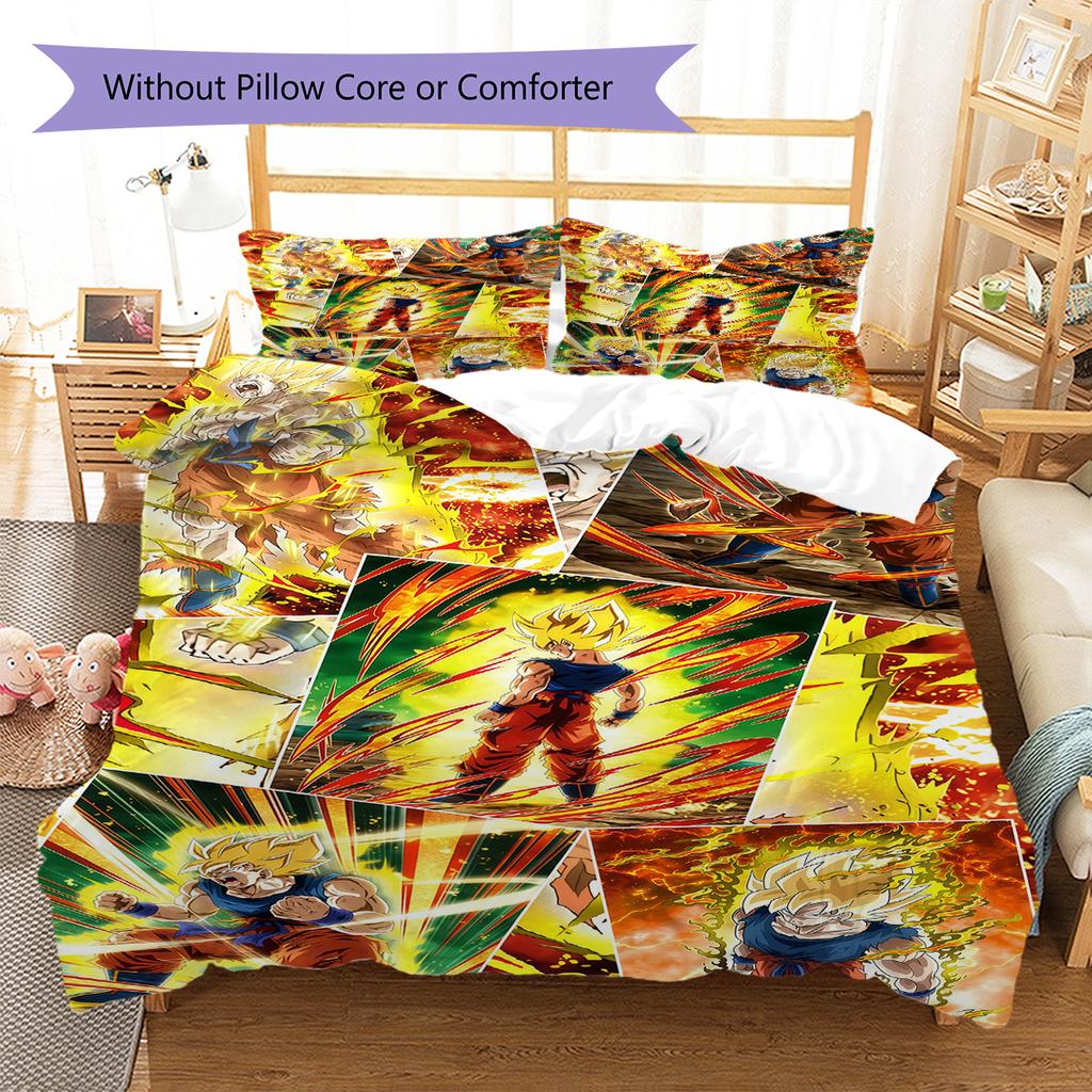 Biancheria da letto con motivo DRAGON BALL, Set piumone Copripiumone Federa Regalo di Compleanno per la Casa (1 * copripiumino + 2 * federa, senza nucleo)