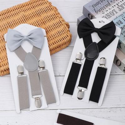 1 Stk. Elastische Hosenträger mit Krawatte Neue Mode Hosenträger Kinder Jungen Mädchen mit Fliege Verstellbare Träger Accessoires für Kinder