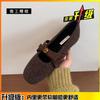 Sheepskin Version~ Heightening Retro Velvet Mary Jane Shoes Women's Autumn and Winter Bow Warm Woolen Light Mouth Single Shoes