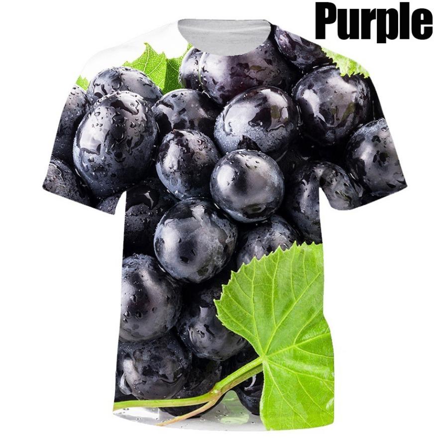 

Чоловіча футболка серії Grape Літня футболка з коротким рукавом і фруктовим принтом Футболки з 3D-принтом Чоловічі футболки Повсякденний одяг 5XL фіолетовий
