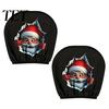 Funny Holiday Car Interior Styling 2Pcs Santa Headrest Covers, Christmas Printed Pillow Cases, Universal Fit Festive Travel Decorations for