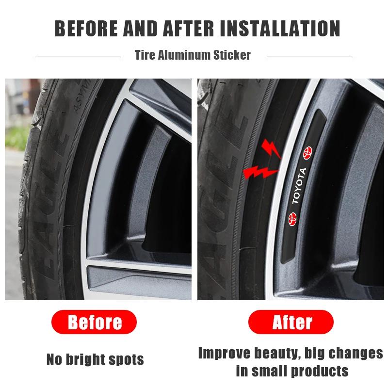 4Pcs Reflective Wheel Eyebrow Car Wheel Hub Stickers For Toyota TRD Gazoo Racing Corolla Yaris Chr Auris Rav4 Prius Prado Verso