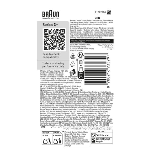 Braun Series 3+ 32B Replacement Head, Black