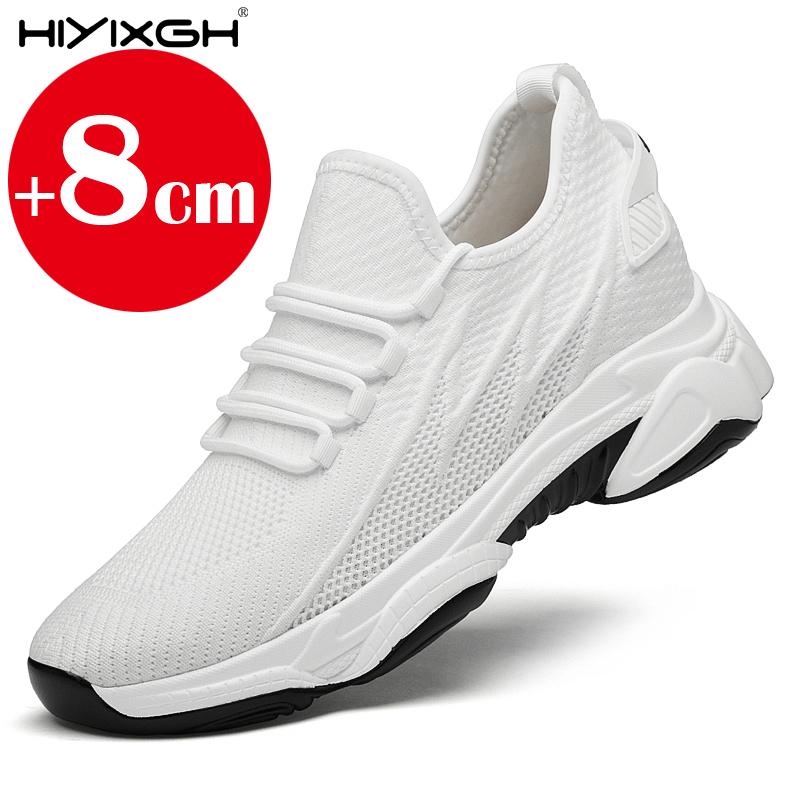 

2025 Increasing men sneakers casual heightening shoes 8cm height increase shoes for summer breathable 6cm elevator 36