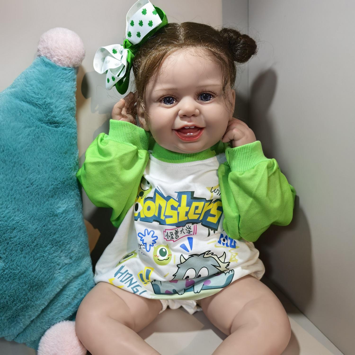 

27-дюймовая кукла-реборн, тканевое тело с милой улыбкой, новорожденная кукла, реалистичные детские игрушки, прошитые волосы, сделай сам, ранняя развивающая игрушка для девочки