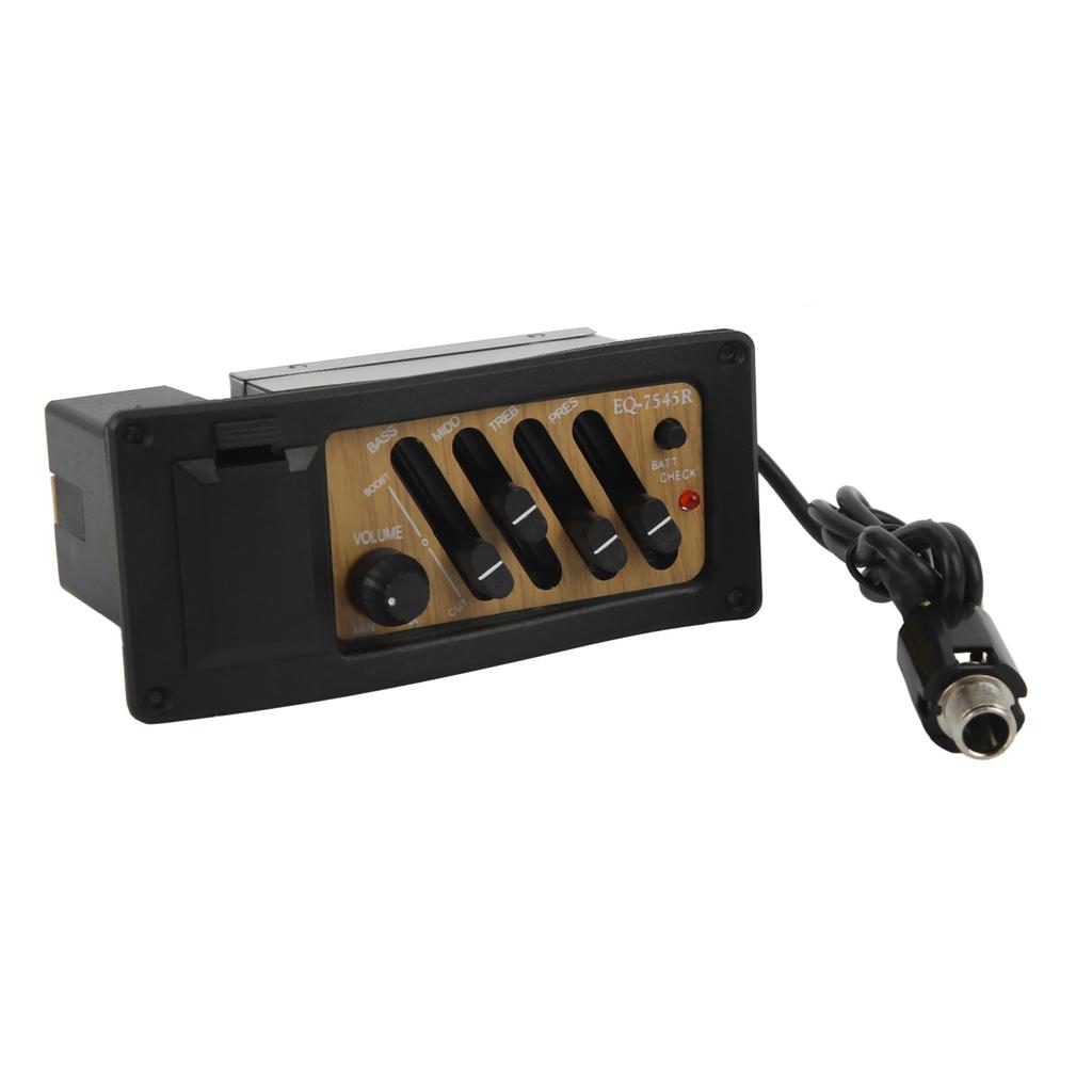 Acoustic Guitar Pickup Preamp Piezo 4 Band EQ Equalizer System Wood Grain Color 7545R