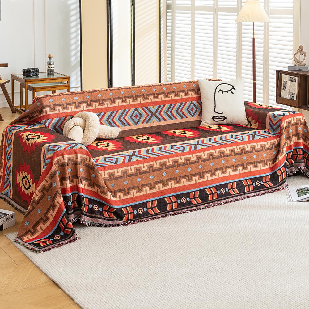 Azteken-Decke, Übergroße Boho-Kuscheldecke Sofabezug Doppelte Nutzung Picknickdecke Mit Quasten Sofa Bett Universell Dekorativ