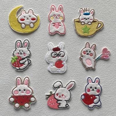 Animal Cartoon Embroidered Patches On Clothes Cute Rabbit Patches For Girl Baby Clothing Patch Badges Applique DIY Self-adhesive