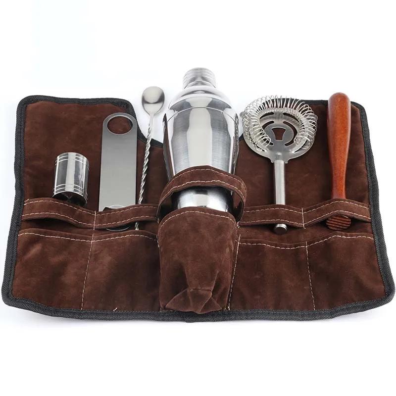 7PCS/set Stainless Steel Cocktail Shaker Set Bar Tools with Mixing Cup Professional Bartender Kit for Home Kitchen Pub