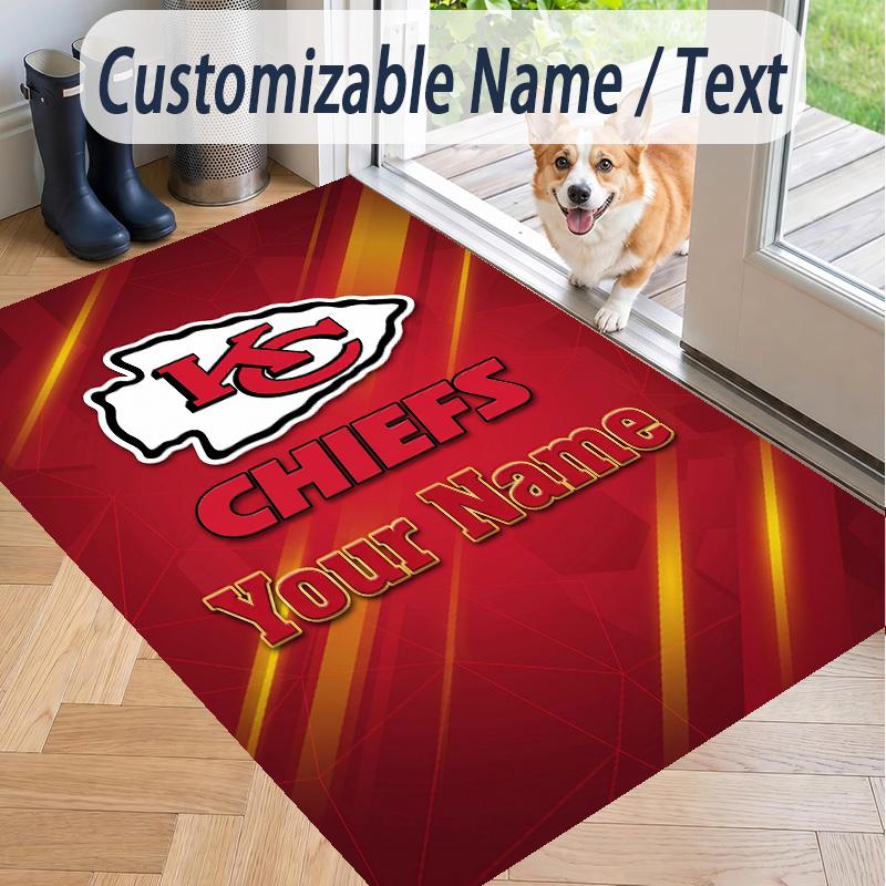 Custom Text Printed Rug Kansas City Chiefs Non Slip Floor Carpet For Home Room Decor
