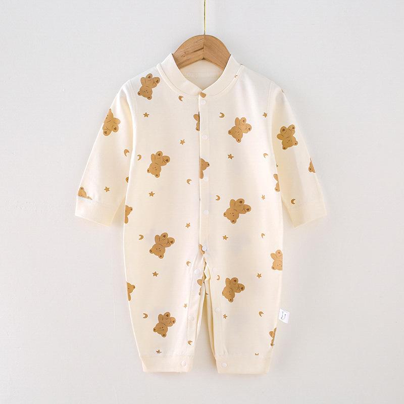 Combed Cotton Long-Sleeved Baby Romper for Newborns - Spring & Autumn