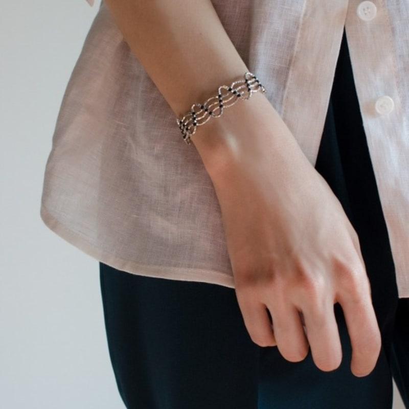 MORO JEWELLERY LUMIN bracelet, Black & SILVER - M