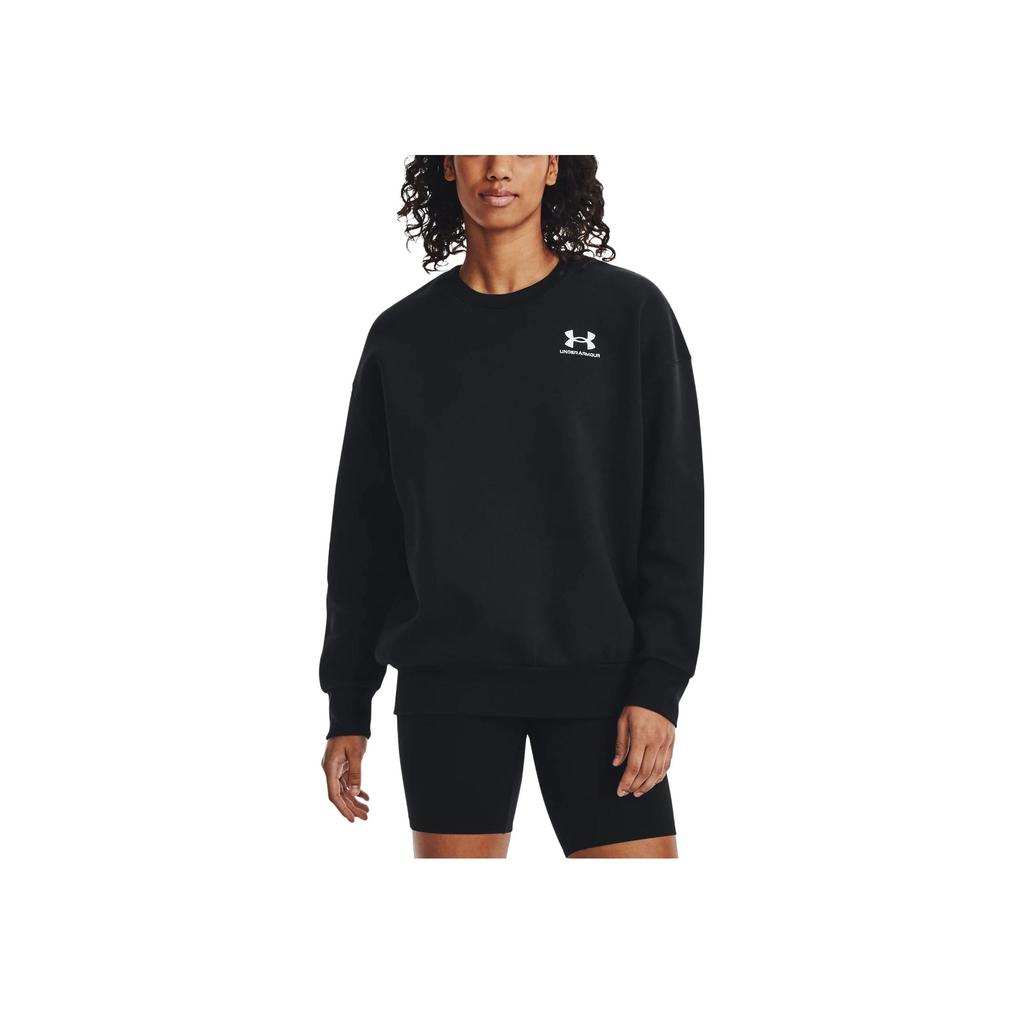 Under Armour Solid Logo Crew Neck Pullover Long Sleeve Sweatshirt Women Sweatshirt Black 1379475-001