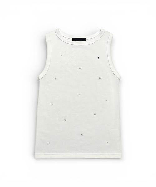 Bonseullipi Crystal Stud Tank Top (White)