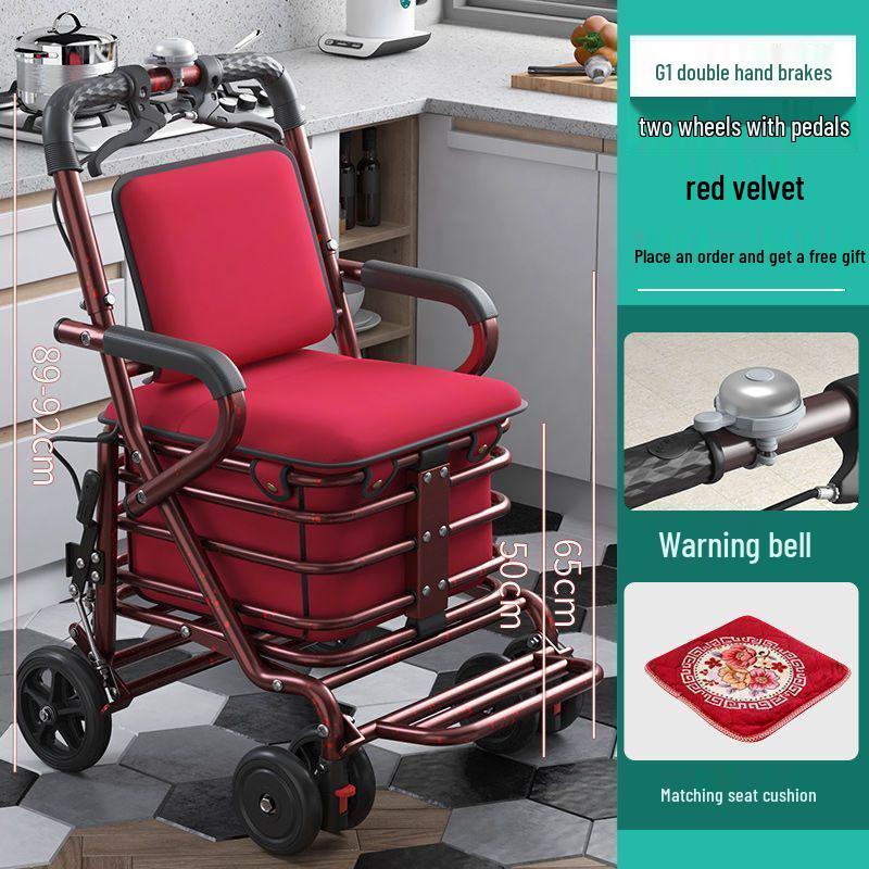 Leide Zhu Foldable Mobility Handcart: Sit & Push Shopping Trolley for Elderly