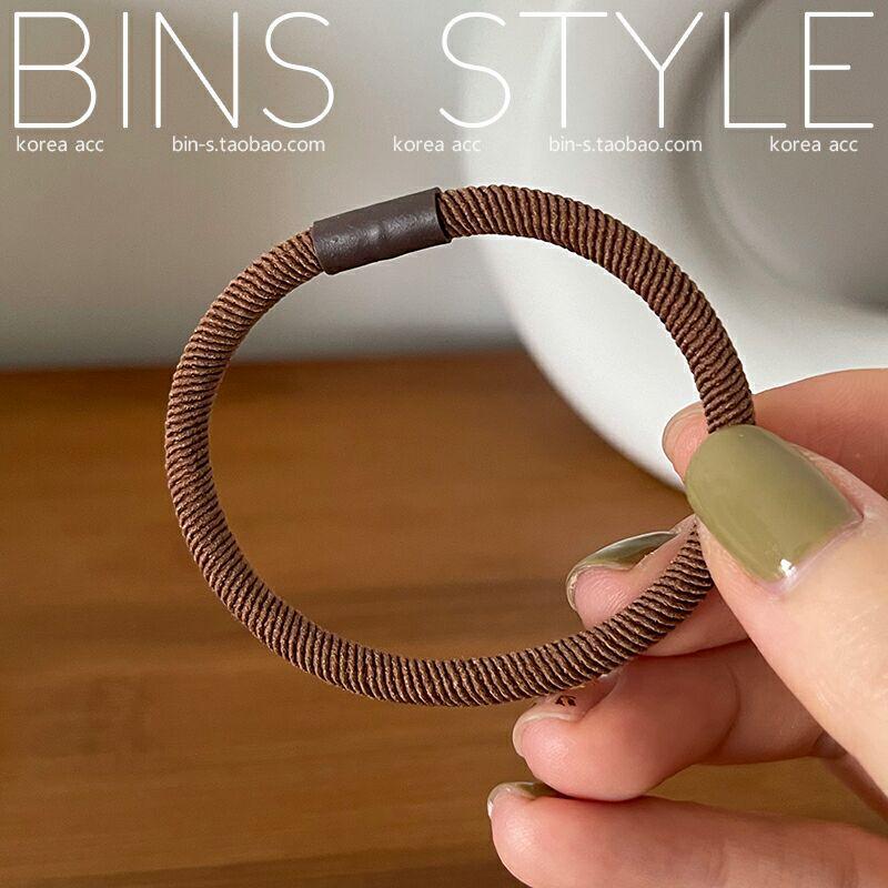 

Korean Earth Tone Rubber Band Hair Ties for Women – Brown Twill, High-End Feel, Plain Color Hair Accessories. коричневый