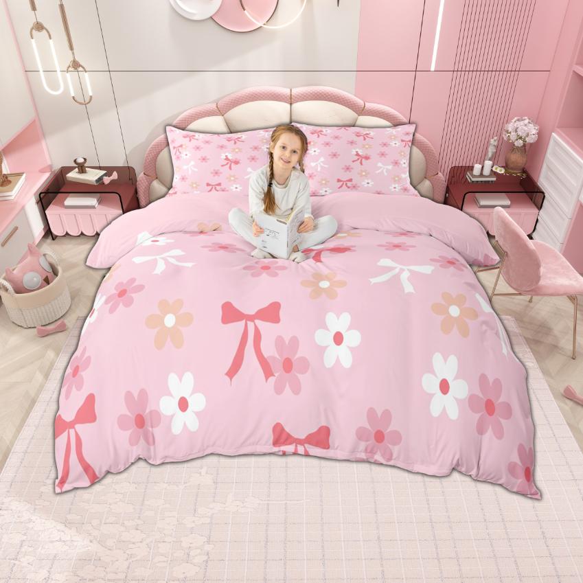 

Homewish Милий комплект підодіяльника з бантом для дівчаток, Постільна білизна в стилі принцеси, Комплект підодіяльника з бантом-метеликом DE XS 100x135cm 2pcs&set