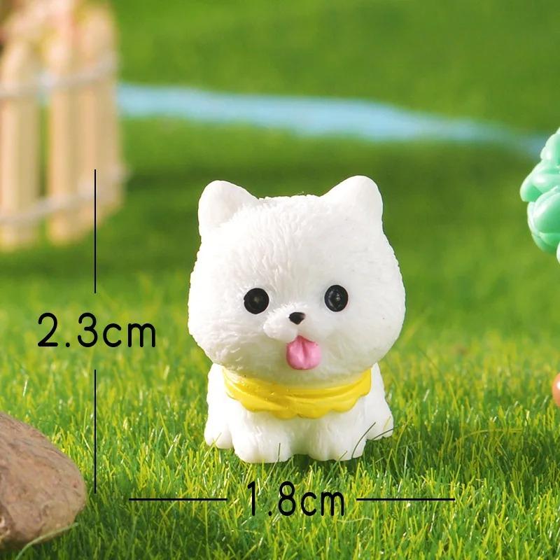3 Pcs Cute Cartoon Bib Puppy Mini Resin Figurines Garden Moss Miniature Landscape DIY Ornament Car Desktop Dog Animal Decorations