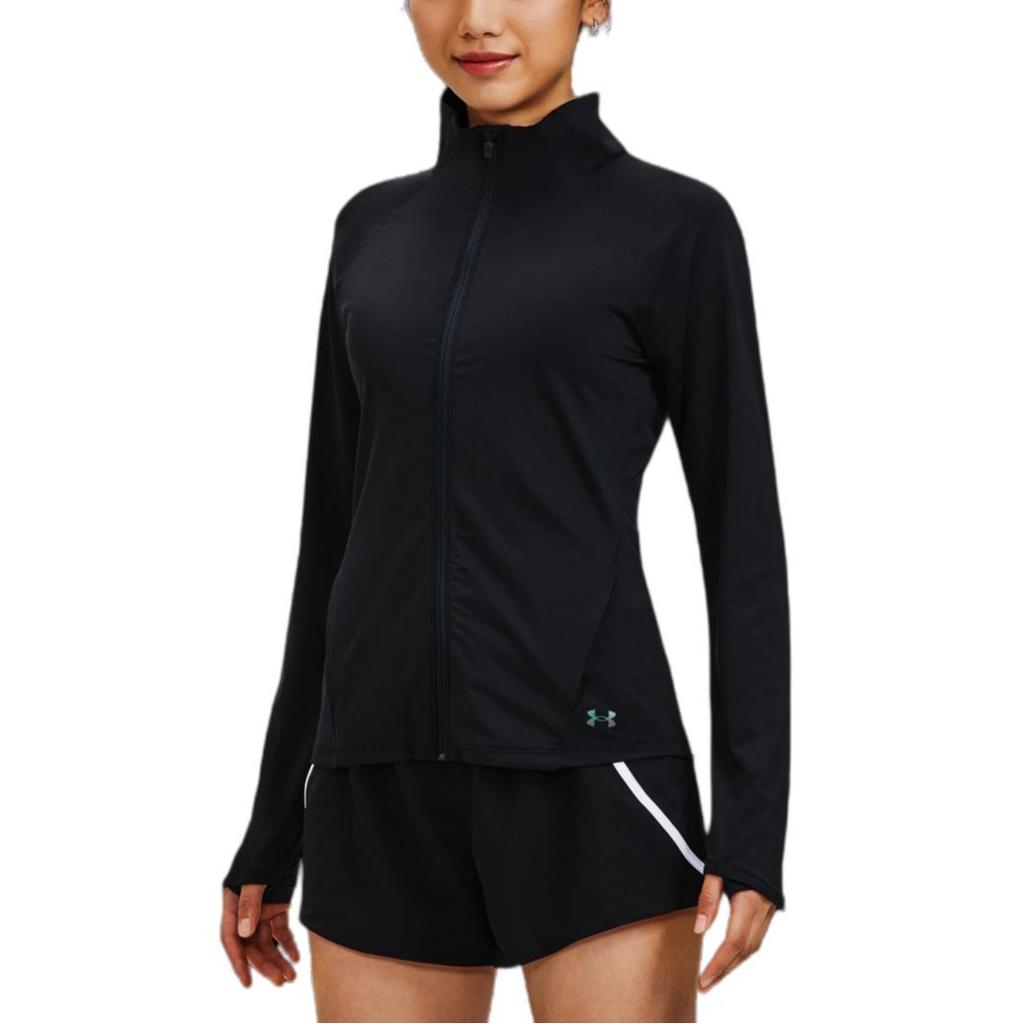 Under Armour Rush Μονόχρωμο Λογότυπο Αθλητικό Μπουφάν με Φερμουάρ Γυναικεία Μπουφάν Μαύρο 1379044-001