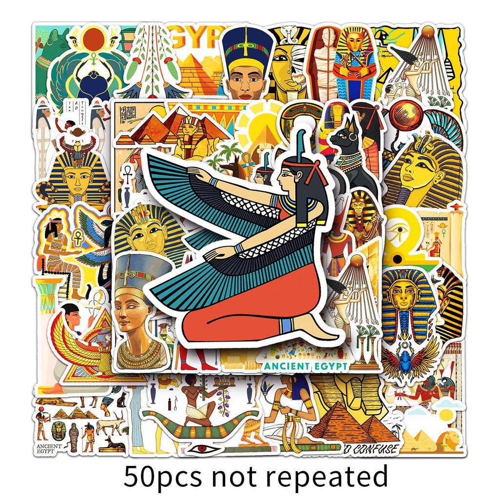 50 Egyptian Pharaoh Trendy Graffiti Stickers for Luggage, Laptop, and Car