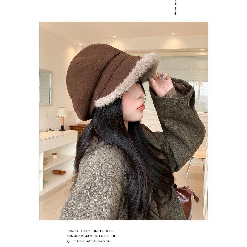 Women S Winter Octagonal Hat Large Brim Fashion Versatile Japanese Style