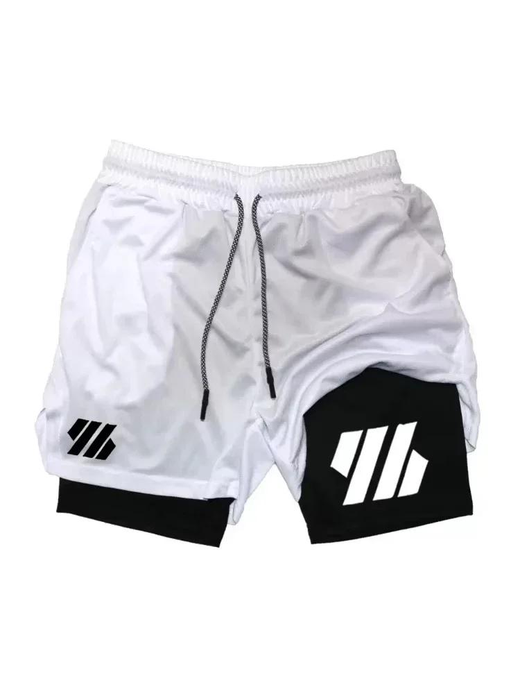 Pantaloncini da uomo 2 in 1 a doppio strato Gothic alla moda da strada traspiranti per fitness jogging casual moda estiva comodi
