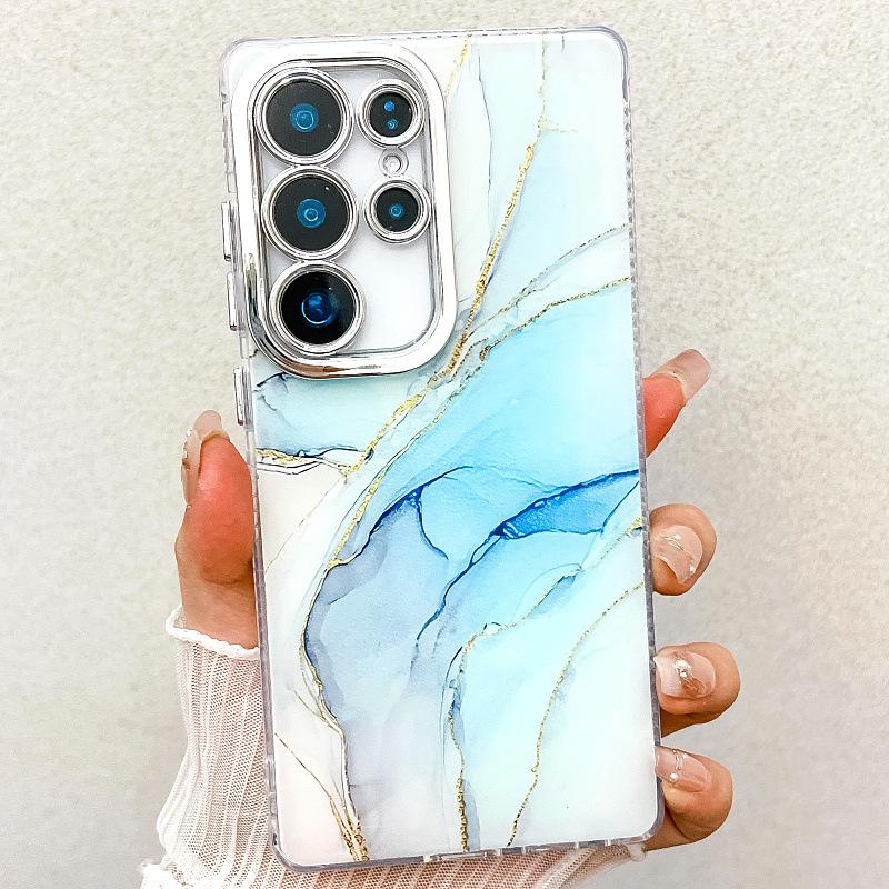 Suitable for New Samsung S25 Ultra Mobile Phone Case S24plus Double Sided Coated Imd Electroplated Marble A55 Case