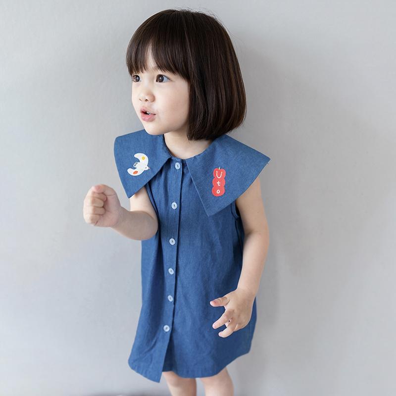 Dziewczęca sukienka typu Princess bez rękawów, z kołnierzykiem