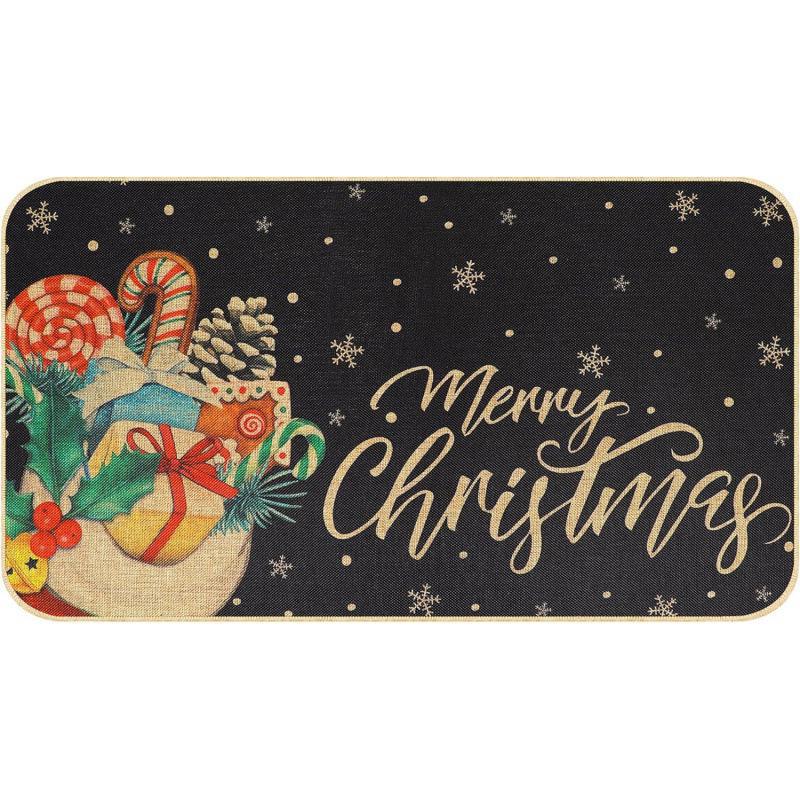 Imitation Linen Christmas Floor Mats - Bathroom & Door Holiday Decor Mats