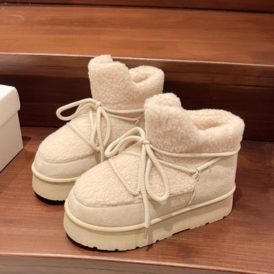 Stivali da Neve Invernali da Donna Slip-On Suola Spessa Piatta Suola in Gomma con Trazione
