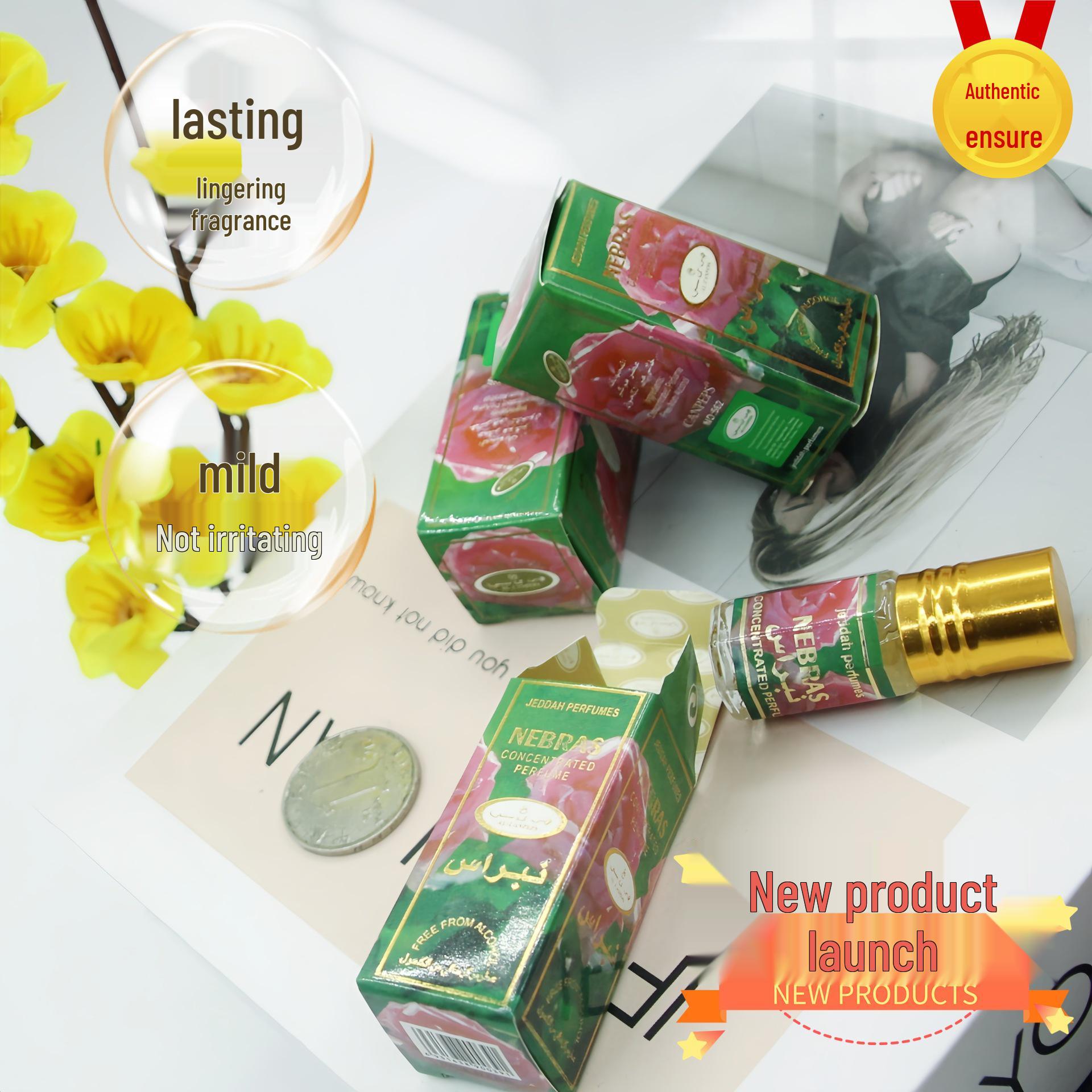 

3 мл Парфюм с эфирным маслом розы без спирта для женщин - Портативный, Стойкий аромат 3ml ярко-розовый