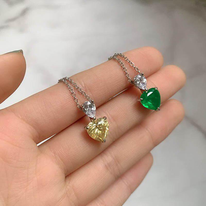 Lindon 925 Sterling Silver Zircon Elegant Female Necklace Jewelry Heart Shaped Pendant for Wedding Banquet Party