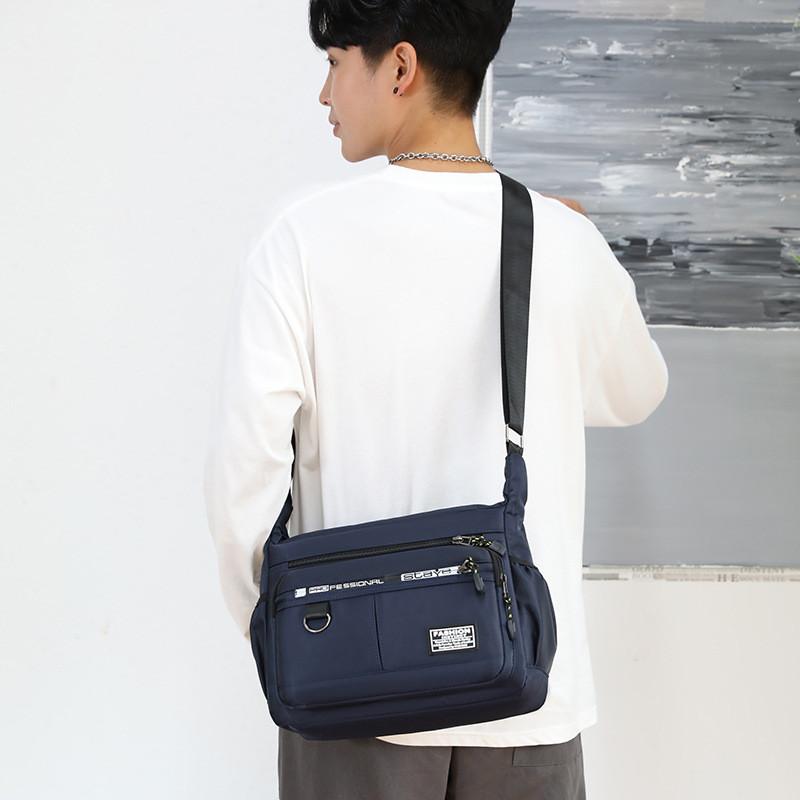 Mens Business Casual Nylon Messenger Bag With Multiple Pockets For Daily Commute