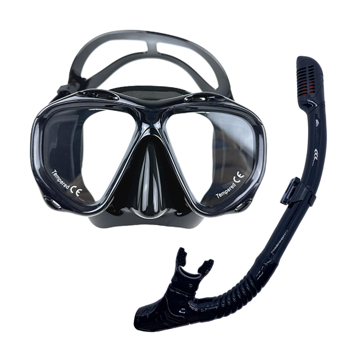 

Профессиональная маска для подводного плавания с трубкой и дыхательные очки для подводного плавания, легкий комплект дыхательных трубок для взрослых унисекс чёрный