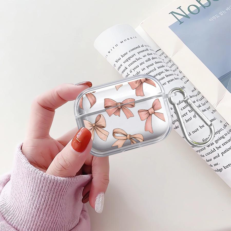 Clear Earphone Cases Cover Case For Airpods 2 Pro 1 Pro3 3 4 Pro2 Pink Bow