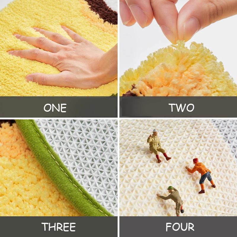 50x80cm Cartoon Avocado Teppich Flocking Teppich Wohnzimmer Zuhause Rutschfeste Teppiche Badezimmer Schnelltrocknend Saugfähig Fußmatte Bereichsteppiche