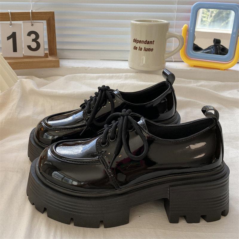 Fashion 2024 Women Summer New Black Platform Flats Shoes Women Loafers Slip On Lolita Shoes Designer Casual PU Leather Oxfords Shoes