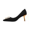 Rhinestone Square Buckle Side Space Stiletto Single Shoes Women's Pointed High Heels Wedding Shoes Bridesmaid Shoes Spring New Models