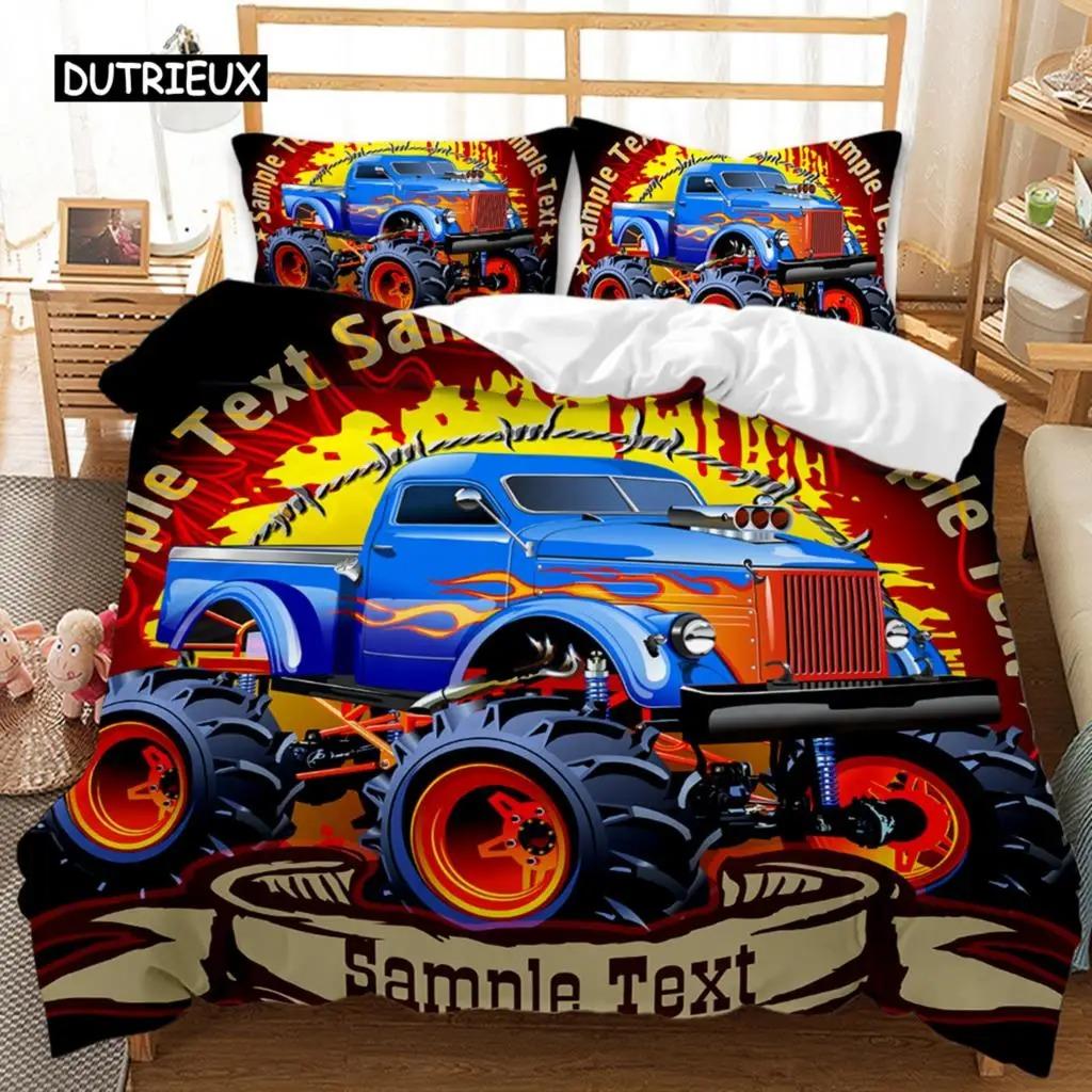 Engineering Vehicle Duvet Cover Set Engineering Vehicle Pickup Truck Off Road Vehicle Polyester Bedding Set Double Queen King