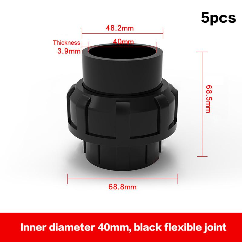 1/5 st 20/25/32/40/50 mm Svart PVC-koppling Garden Bevattningsrör Direktkopplingar Akvarium Avloppsrör Rak koppling