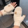 Women's Winter Thickened Half-Finger Flip Gloves – Warm Knitted Cycling & Typing Gloves