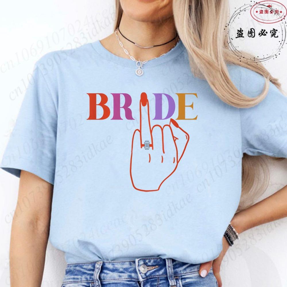 Bridal Shower Special: Fashion Finger Graphic Team Bride T-shirts, Women Clothing for Single Farewell & Bride Squad Tees D001