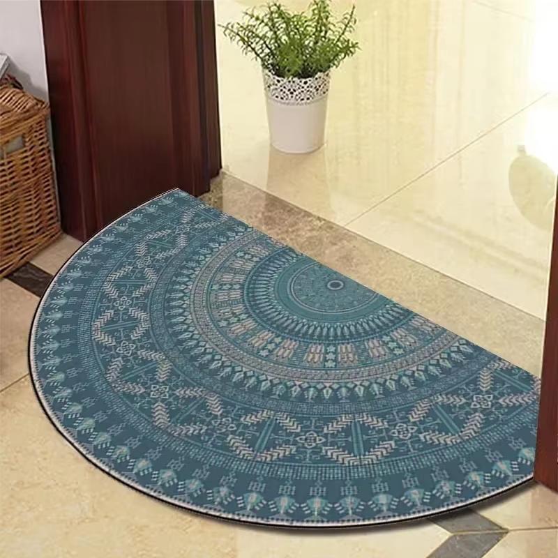 Flannel Semi-Circular Carpet, Entrance Door Mat For The Living Room, Bathroom Water-Absorbing And Anti-Slip Floor Mat